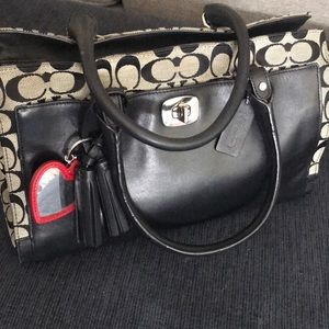 Coach signature fabric and Leather shoulder bag